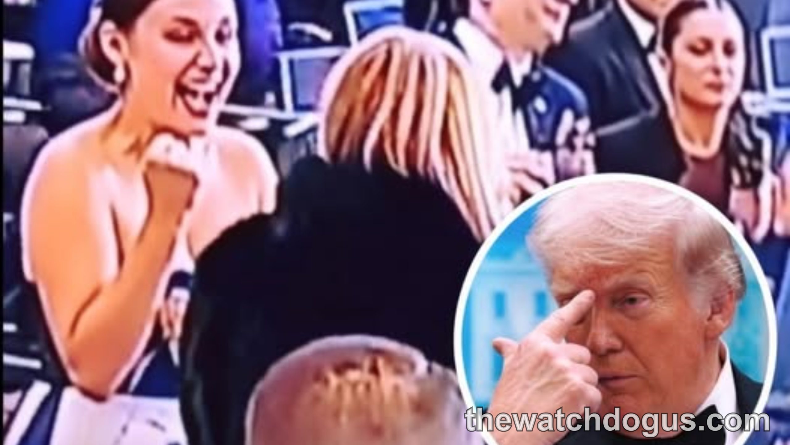Washington political incident video showing attendees at formal event with inset of political figure