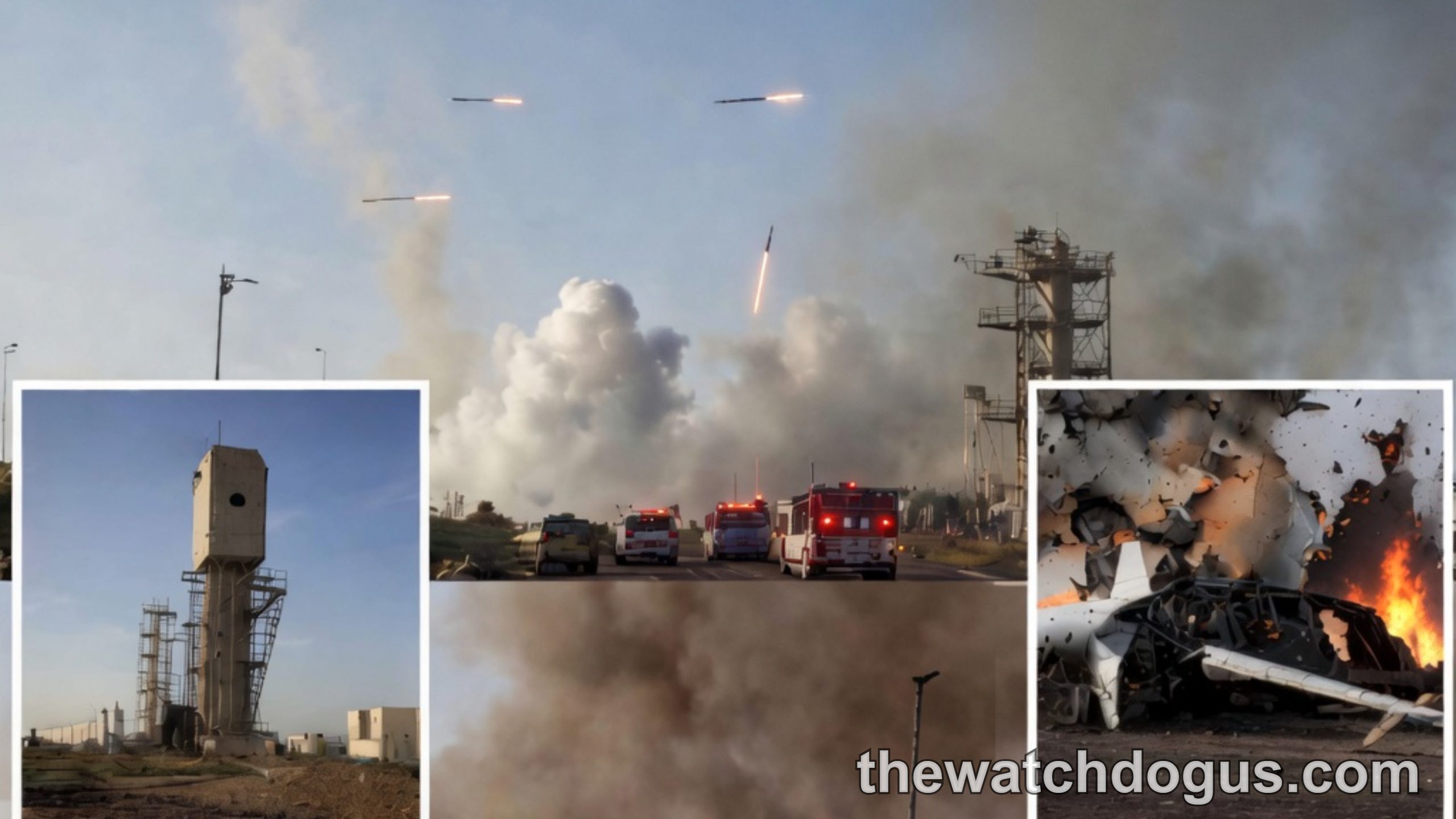 US Iran military strikes daytime operation showing aerial missiles, explosions, and damaged infrastructure during ongoing conflict