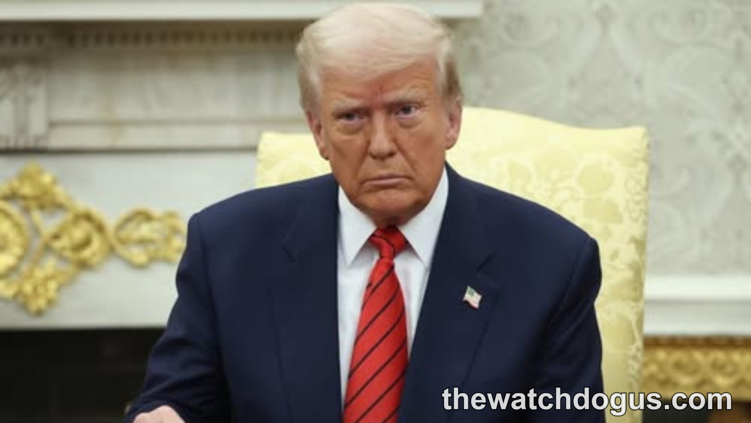 Political figure in Oval Office with breaking news headline about early morning announcement and administration