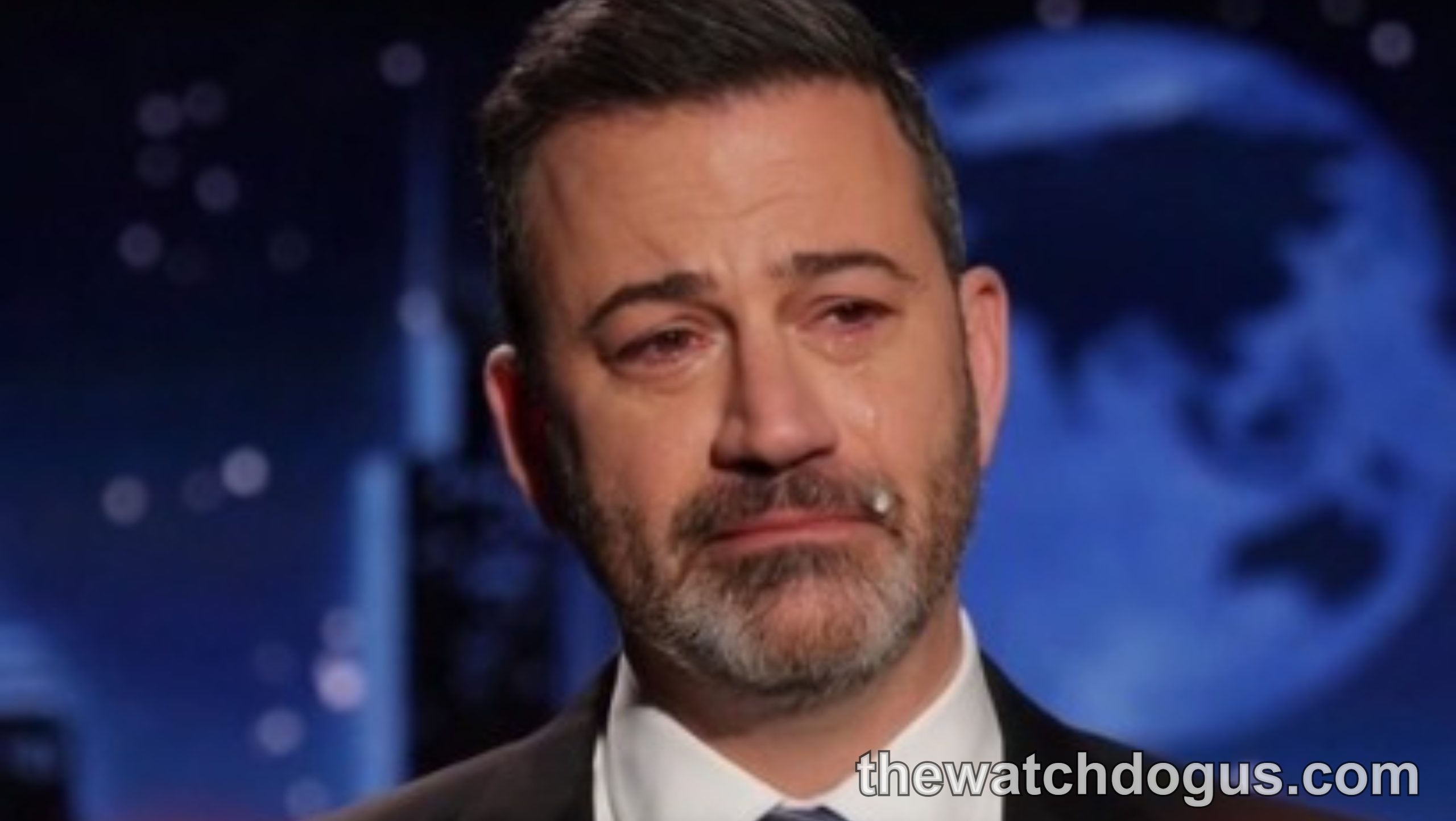 Breaking news broadcast featuring Kimmel discussing Melania Trump with red alert lights