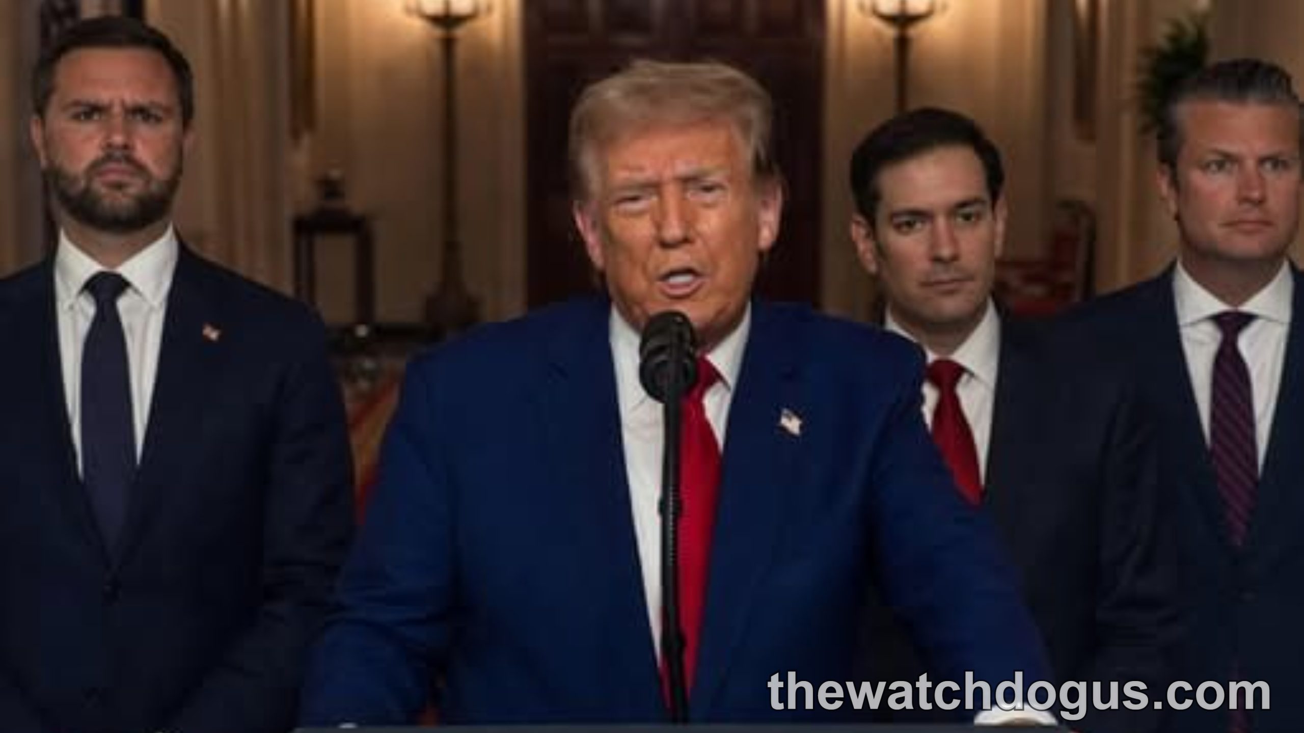 Political leader at podium with Iranian flag during Iran Israel tensions 2025 diplomatic address