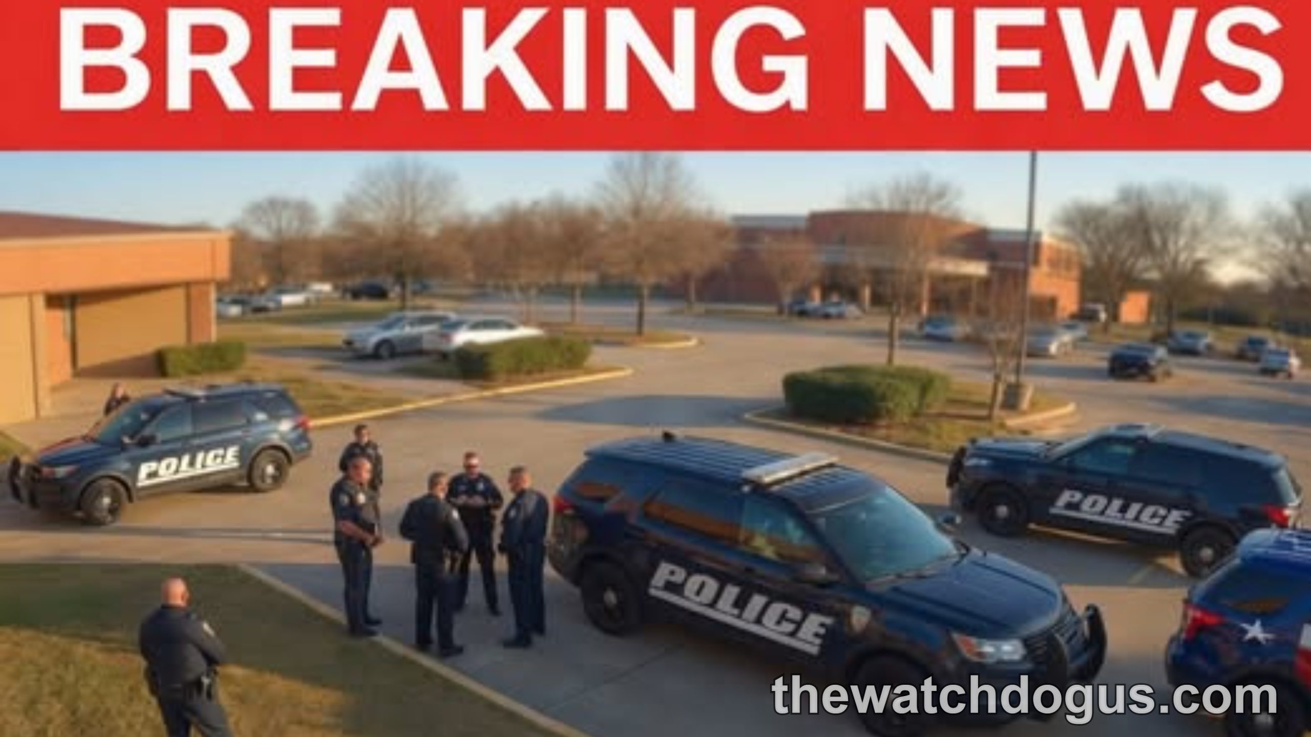 Police vehicles and officers at scene of city mayor arrest during local election legal review investigation