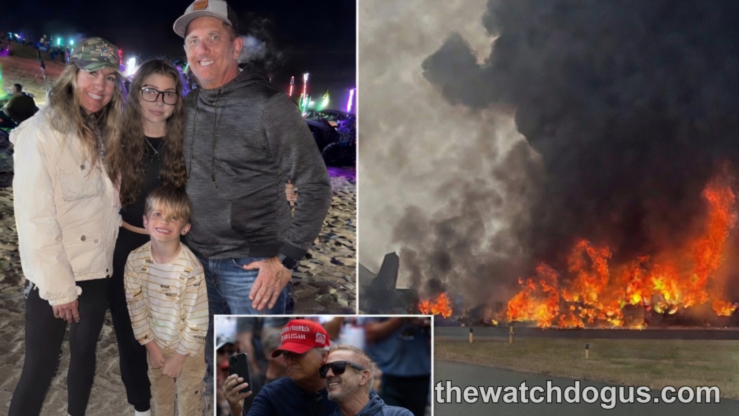 NASCAR icon Greg Biffle with family before plane crash in North Carolina showing wreckage and flames
