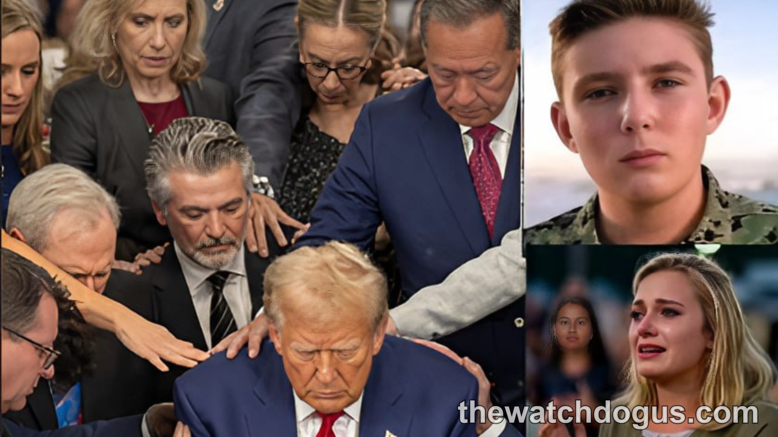 Barron Trump in adulthood at formal family gathering with military service background