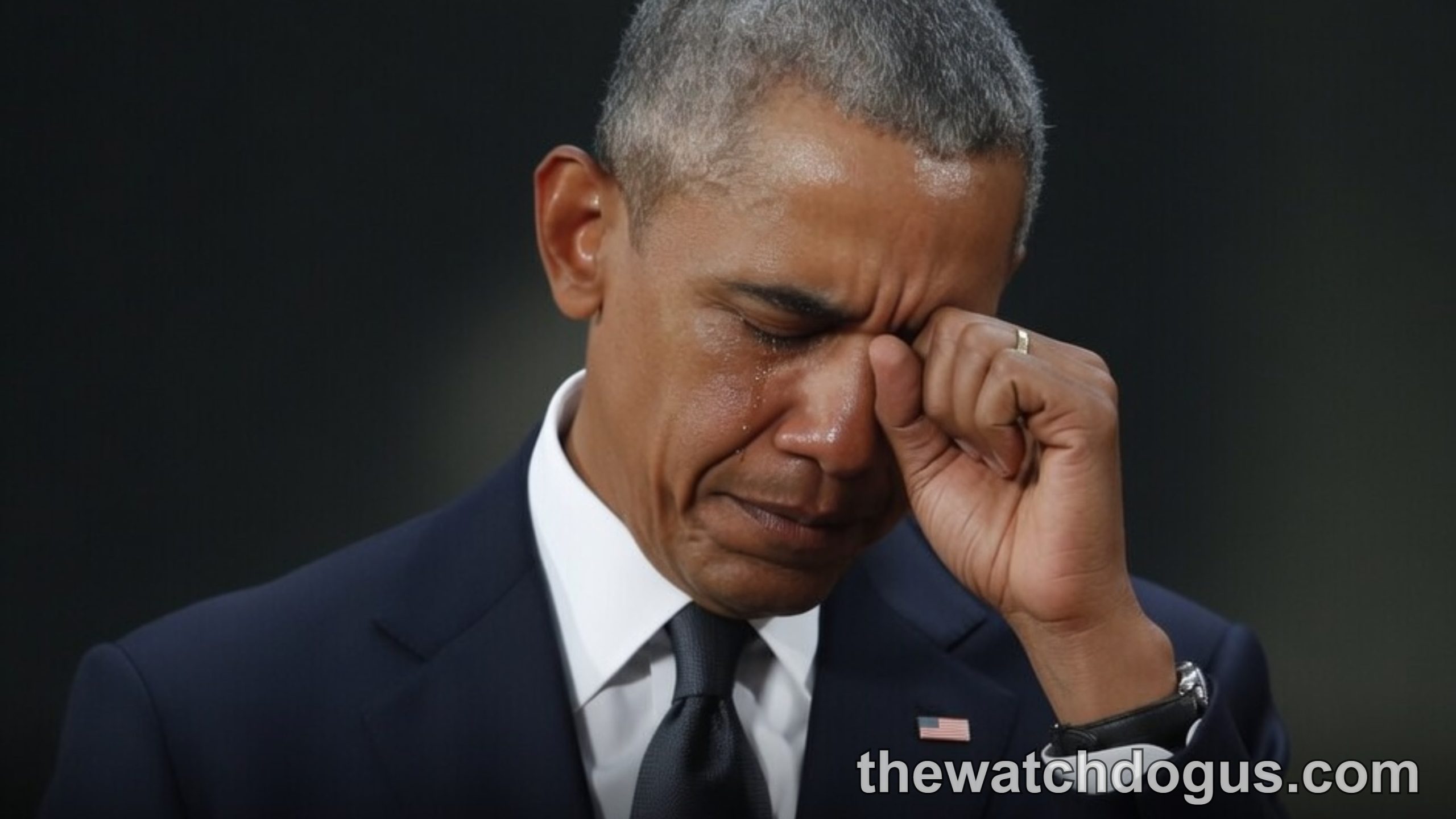Obama emotional reaction Washington DC - man in dark suit with hand to face showing concerned expression