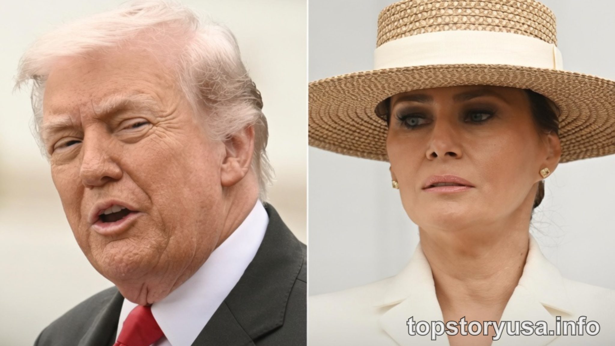 Trump Melania marriage news thumbnail showing two individuals in formal attire