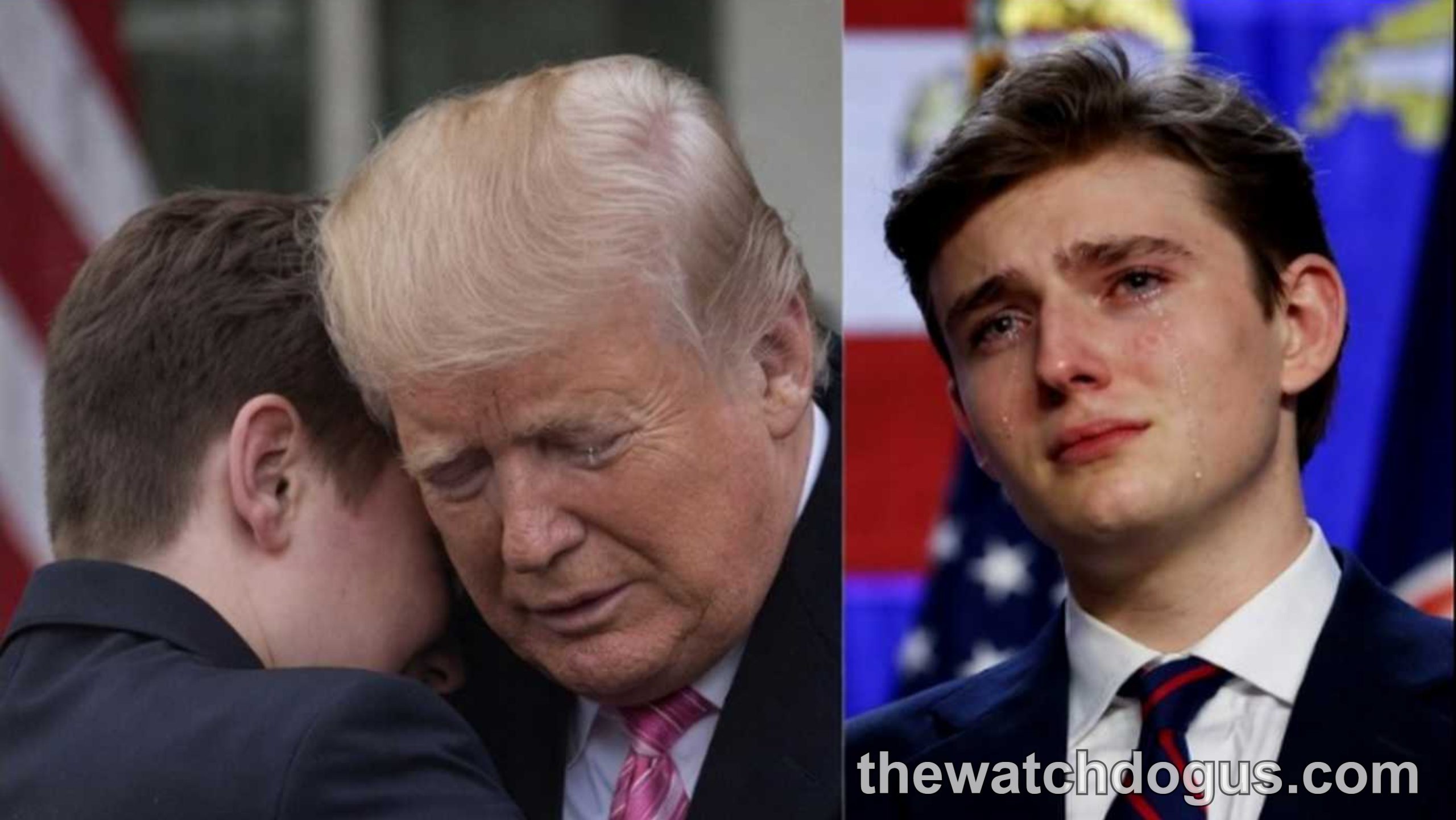 Barron Trump in formal attire at official event with family members in professional setting