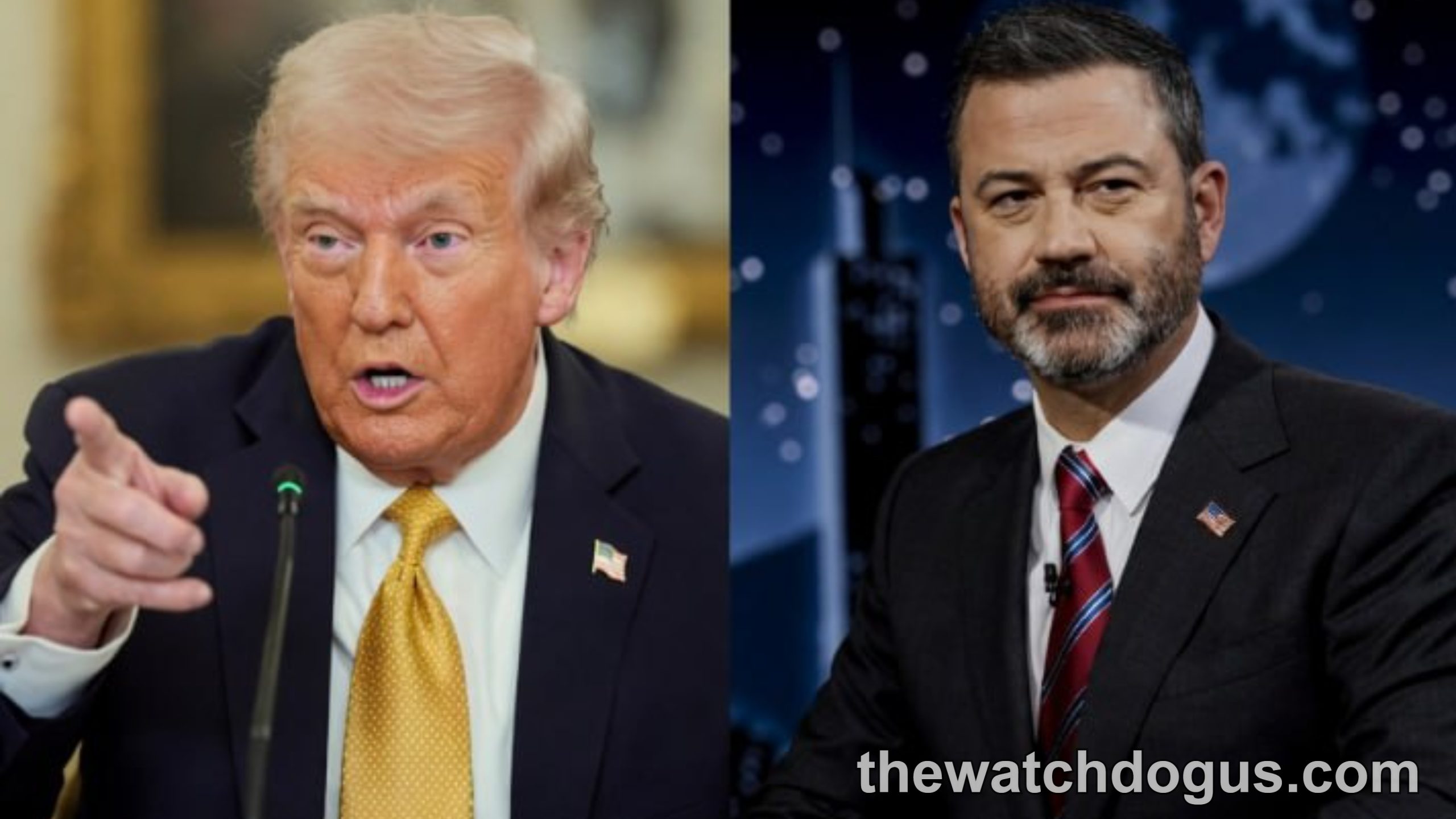 Trump Kimmel controversy featuring political figures in formal settings during heated discussion