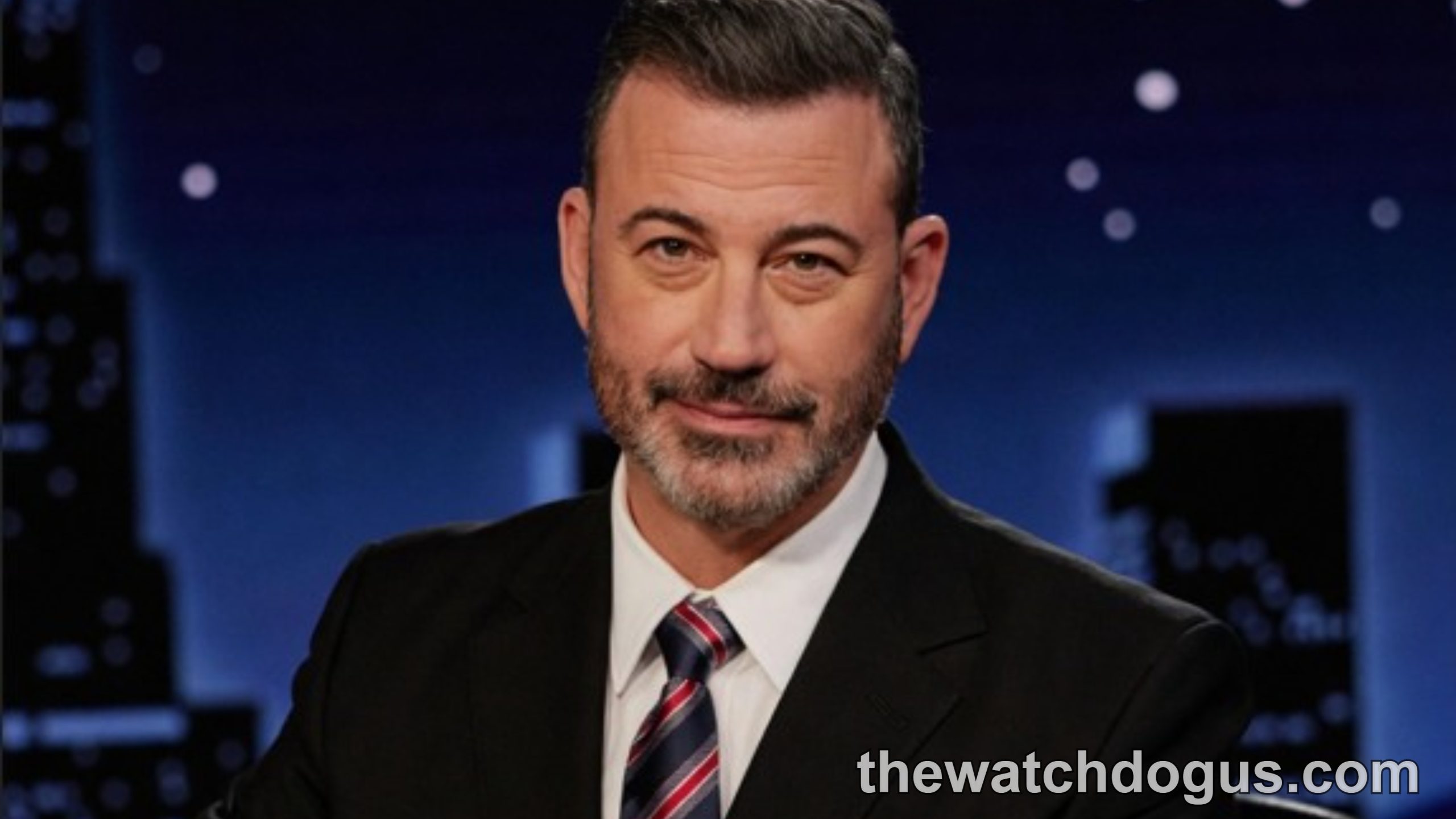 Jimmy Kimmel Trump joke breaking news thumbnail with late night host at desk