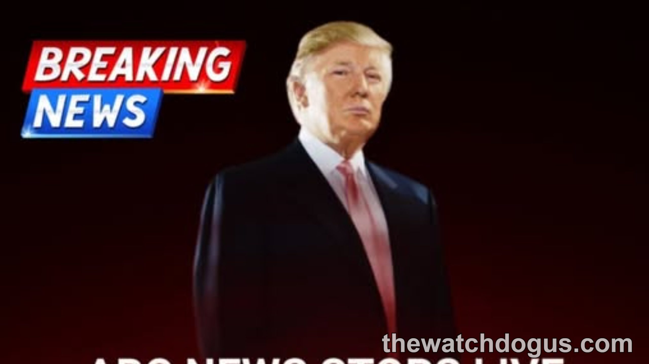 Breaking news graphic showing Trump with headline about ABC News stopping live show and Trump DC crackdown security