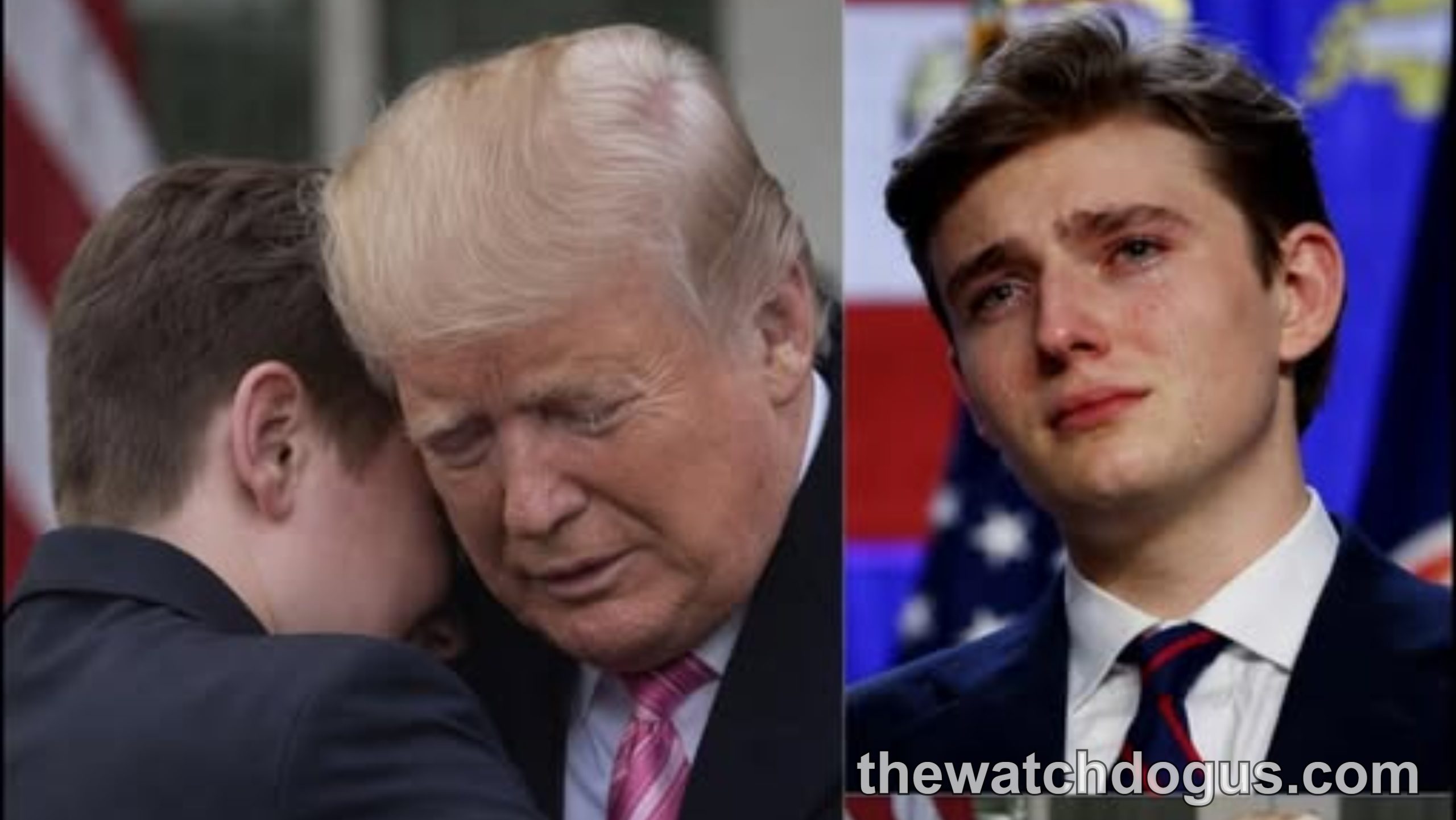 Barron Trump in formal attire at official event with family members in professional setting
