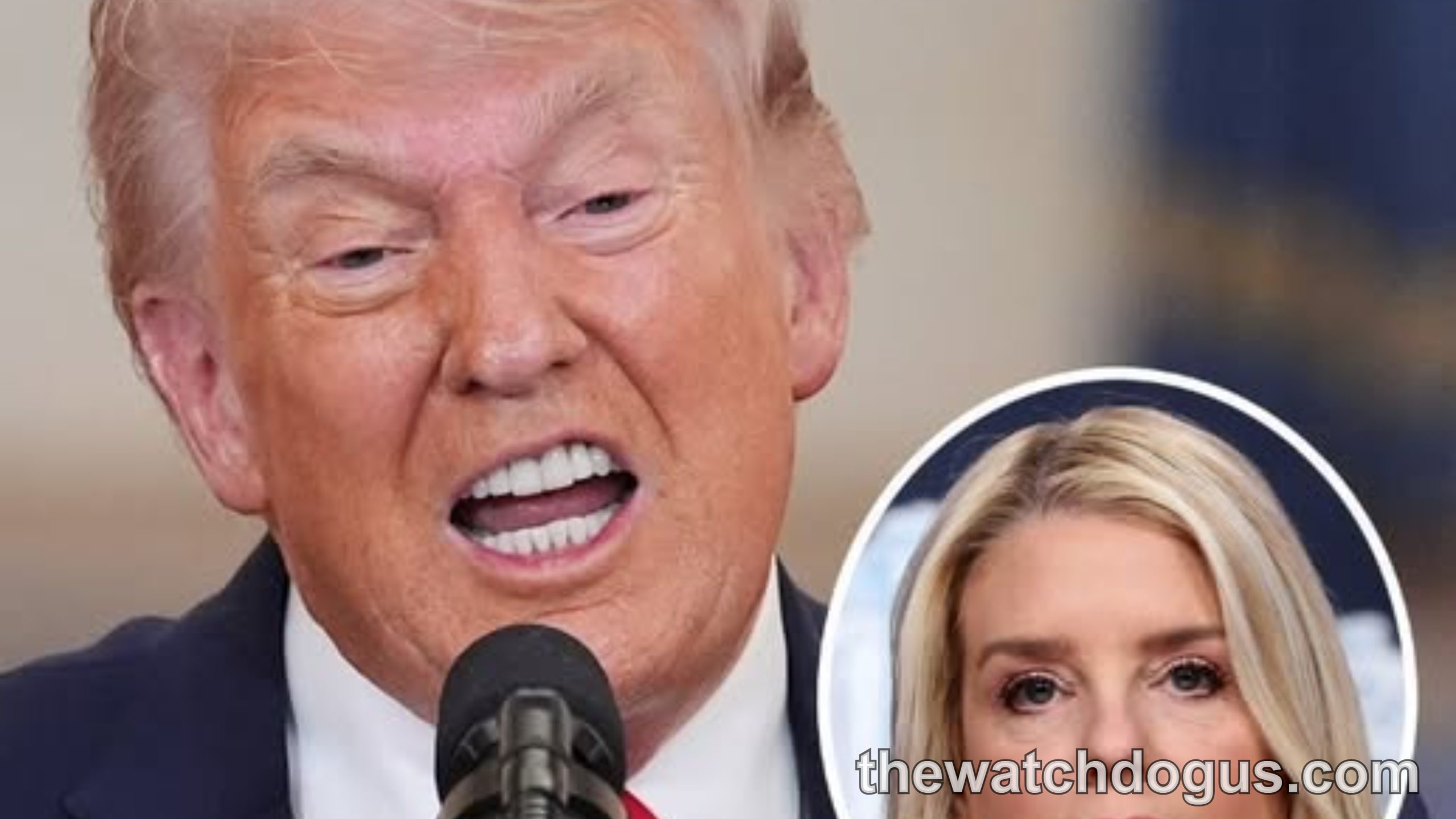Political figure at microphone with inset photo of woman; headline about attorney general statement changed everything