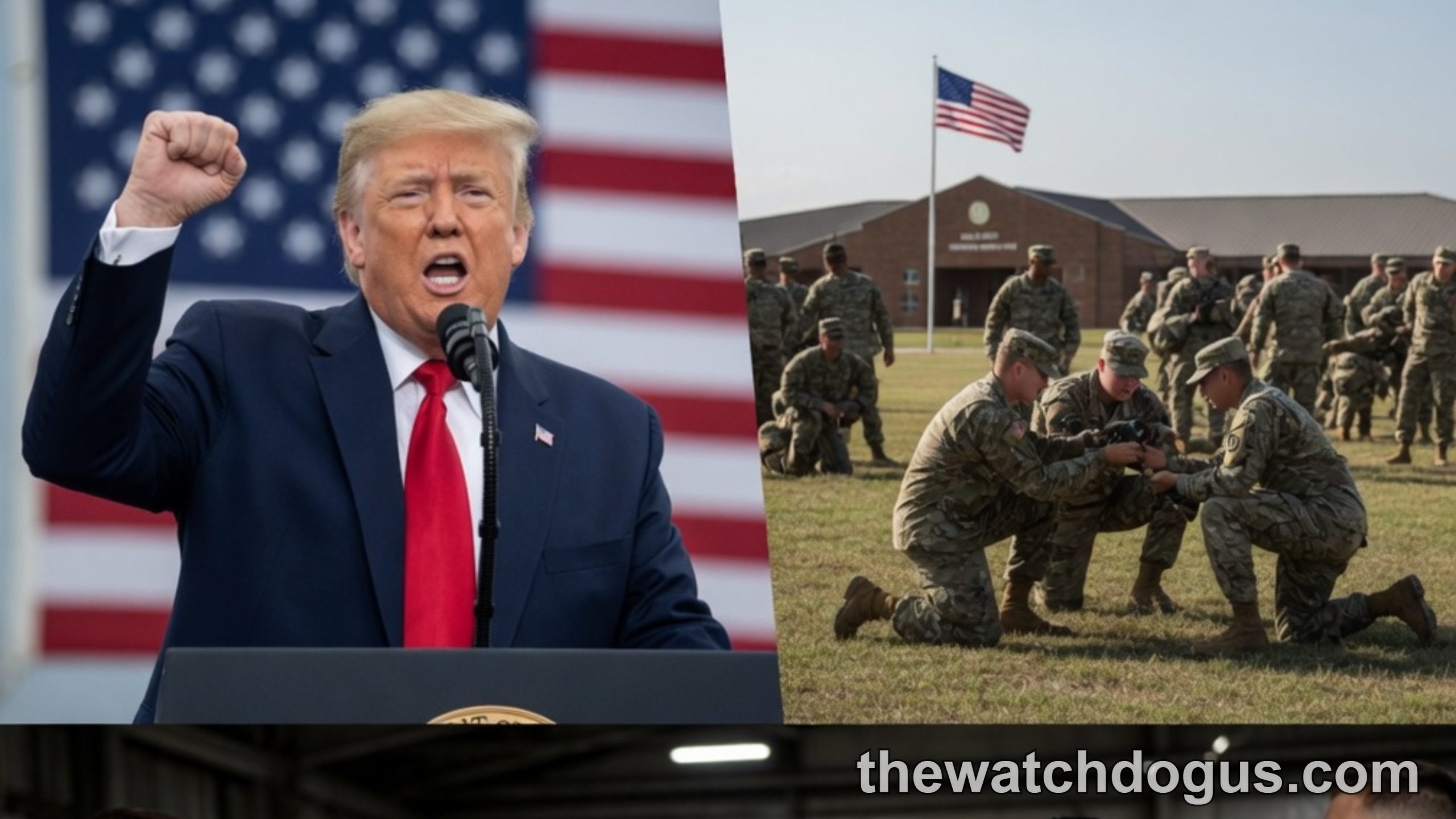 Trump addresses military personnel regarding Iran military strikes policy at armed forces base