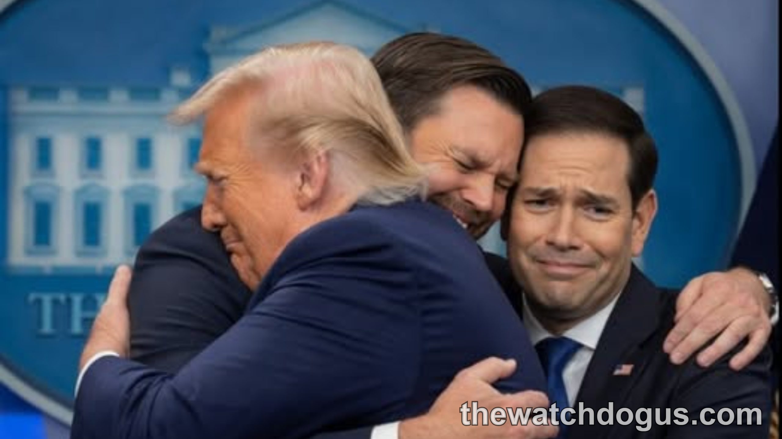 Trump embraces two officials at White House during criminal charges controversy