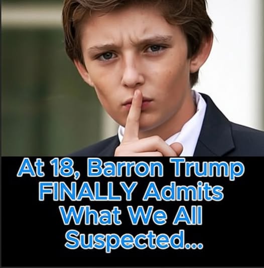 Young man in formal business attire with finger to lips in contemplative pose, Barron Trump privacy concerns