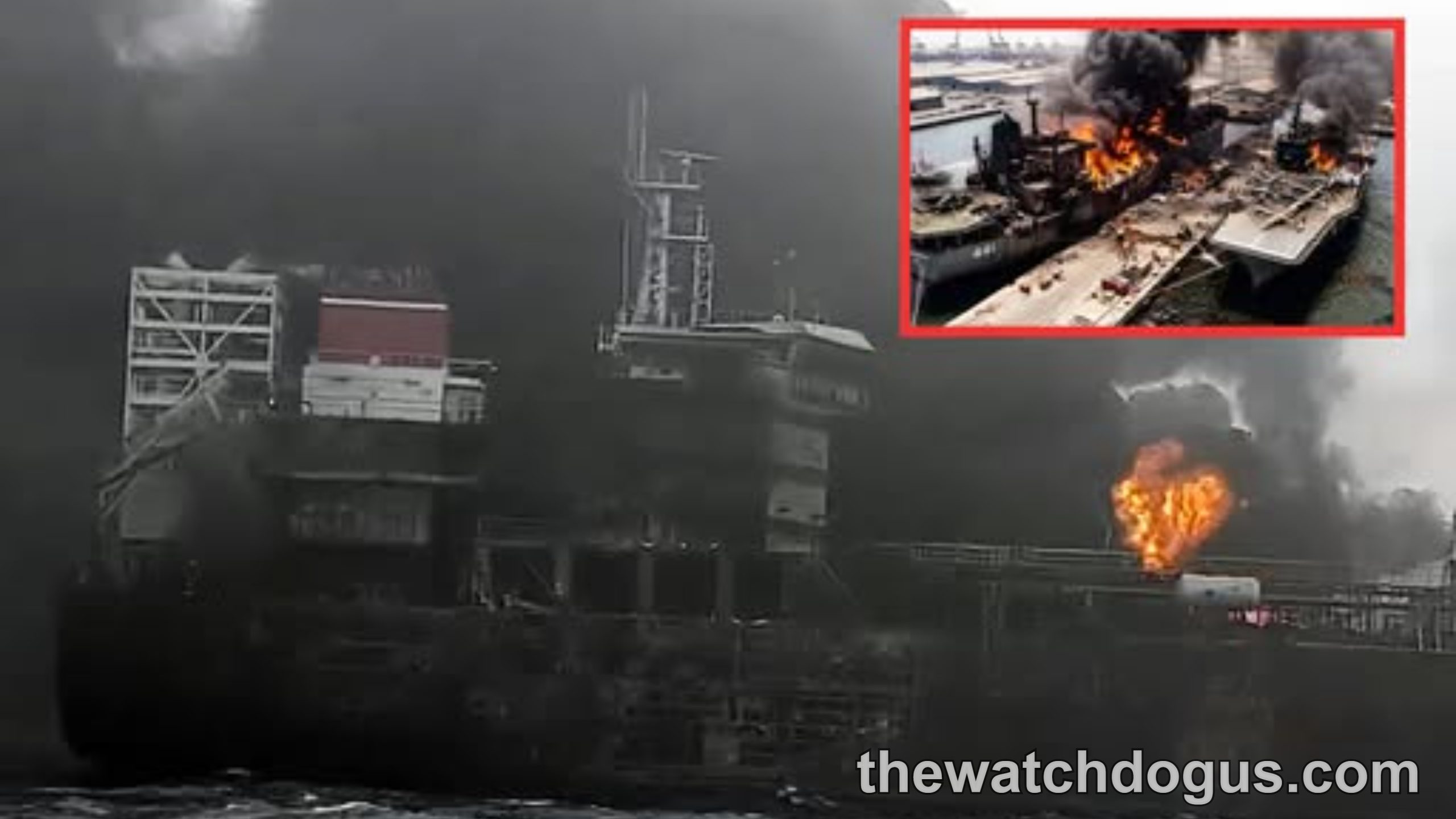 Russian Su-57 aircraft carrier attack on commercial vessel with explosions and fire