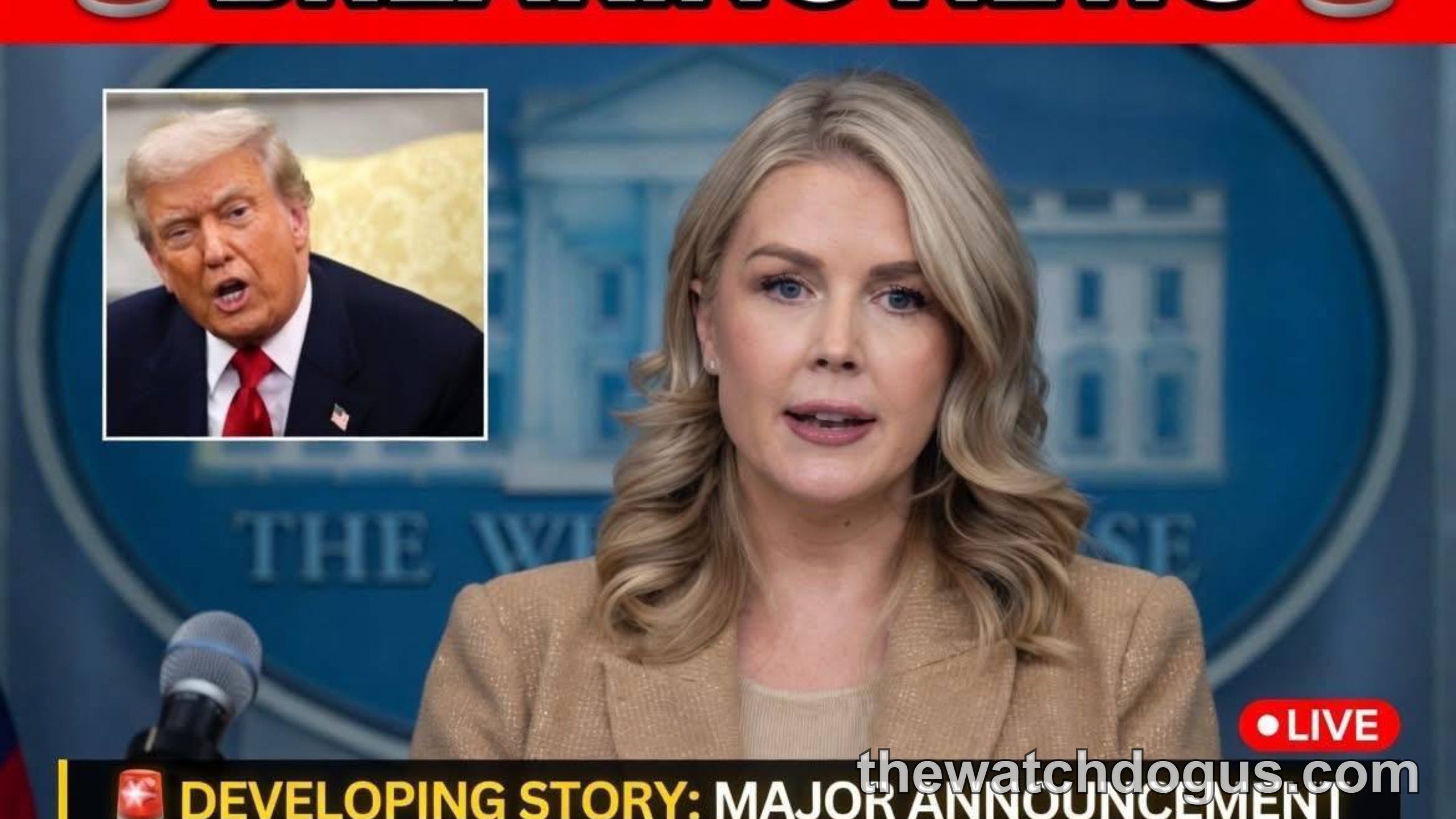 Breaking news broadcast reporting on Trump China summit announcement from White House press room