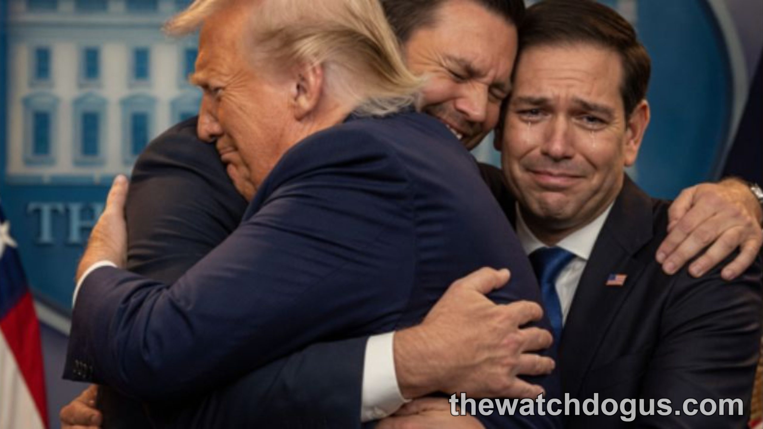 Trump election case dismissed: Political figures embrace at White House podium during press conference