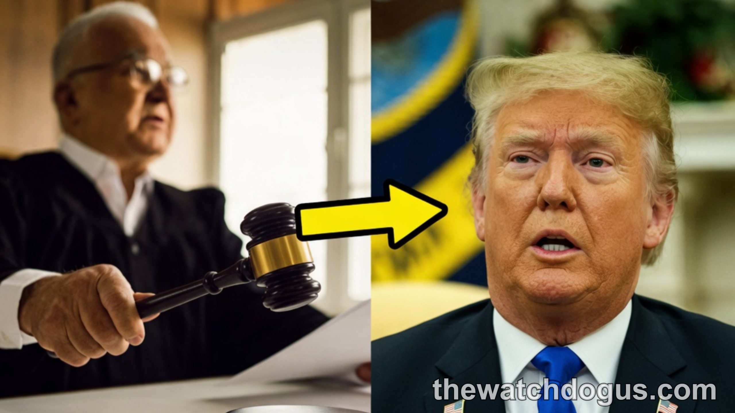 Judge with gavel and political figure representing judicial independence democracy debate over judicial removal
