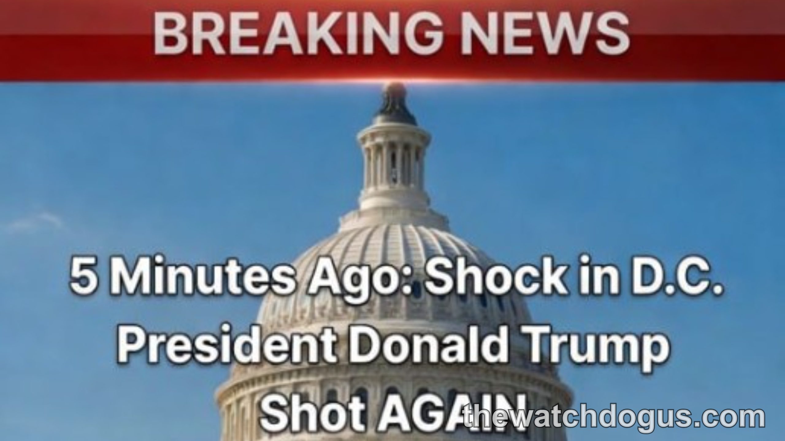 Breaking news broadcast showing Capitol building with headline about Trump shot again, covering Trump indictment charges