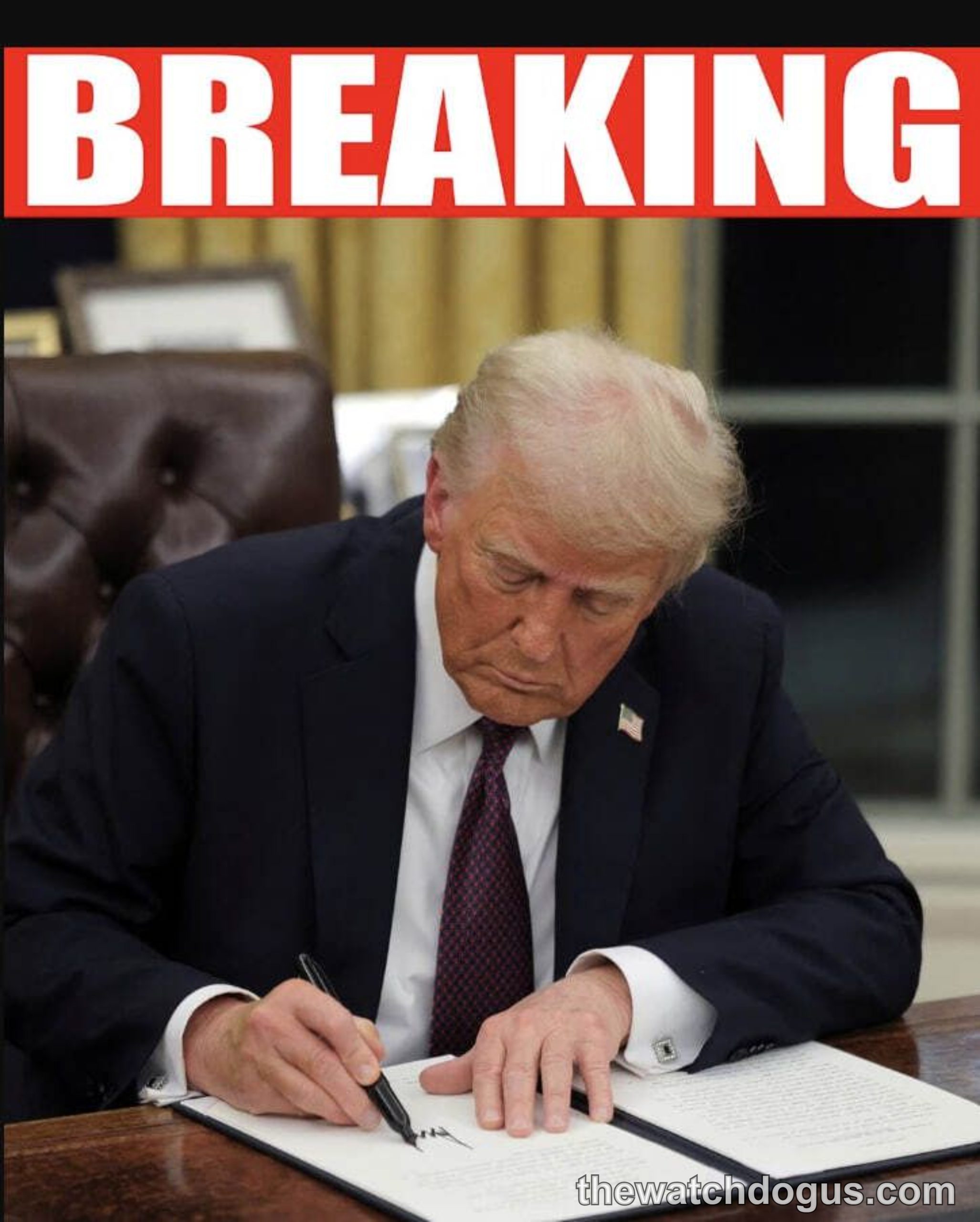 Official signing document during teen takeovers crackdown policy announcement at executive desk
