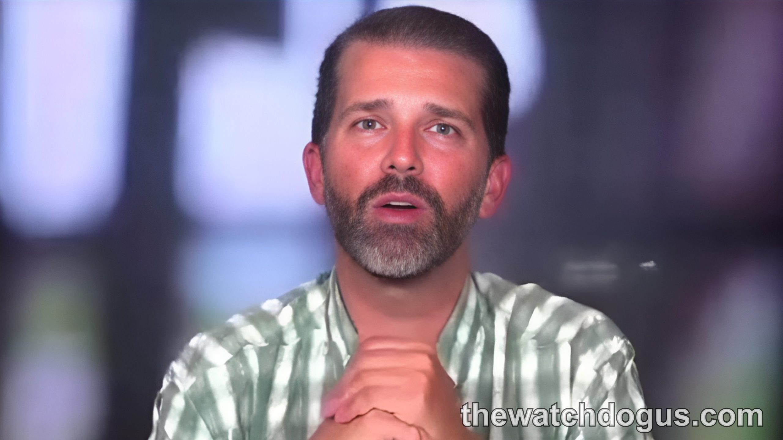 Trump Jr. confirmed in recent news update, portrait of male subject in striped shirt