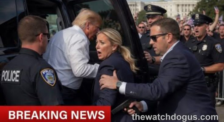 Trump misinformation debunked: Fabricated news headline showing false shooting claim with Capitol building background