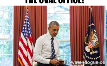 Political meme criticizing Obama's presidency with text overlay and Oval Office photo