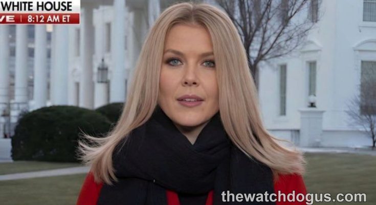 Female news correspondent reporting live from White House on federal worker buyout program