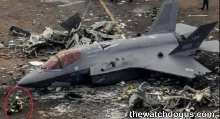 Navy aircraft crash debris scattered across ground with damaged drone fuselage in foreground