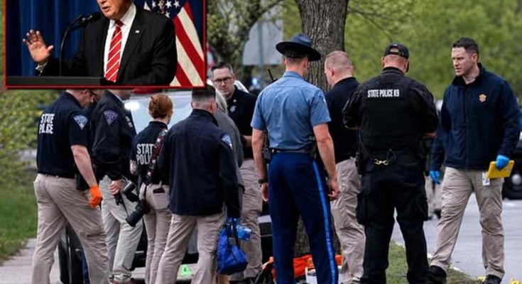 Law enforcement officers gathered at scene following Trump house attack incident with security response