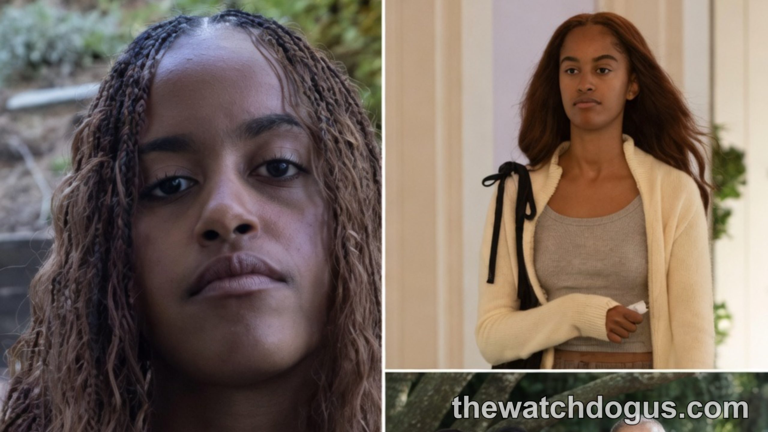 Malia Obama announcement photo collage showing portrait and family moments