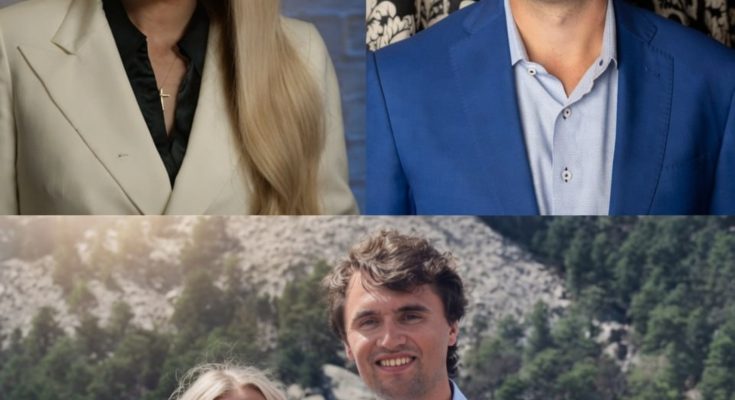 Charlie Kirk wife Utah confirmation hearing - split image showing couple at formal event and outdoor location