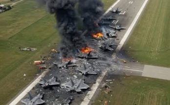 Aerial view of Nelons plane crash Wyoming showing wreckage and emergency response on runway with smoke