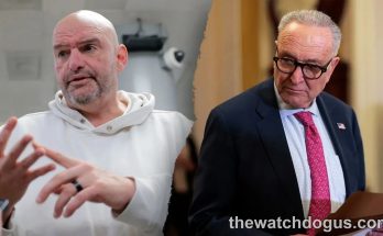 Democratic Party members Fetterman and Schumer discussing policy in formal setting