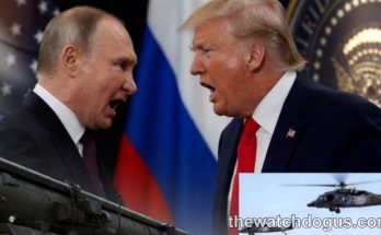 Two world leaders in diplomatic discussion with military aircraft and flags representing military alliance formation negotiations