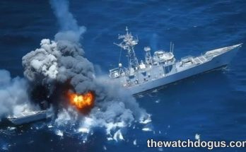 USS Rodney Davis SINKEX explosion test showing massive blast and smoke from naval vessel in ocean
