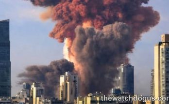 Large explosion with orange and red smoke clouds over urban cityscape during Israel Iran military campaign conflict