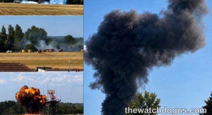 Compilation of emergency response images showing controlled demolition explosions and wildfire smoke from BC mudslide death incident area