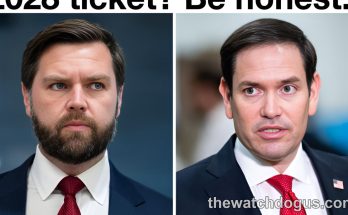 Marco Rubio and JD Vance at political event discussing 2028 presidential ticket endorsement