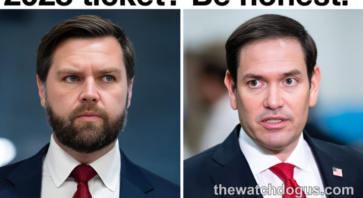 Marco Rubio and JD Vance at political event discussing 2028 presidential ticket endorsement